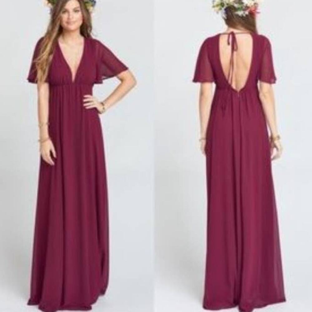 NWT Show Me Your MuMu Faye Flutter Maxi Dress in Merlot Size Small